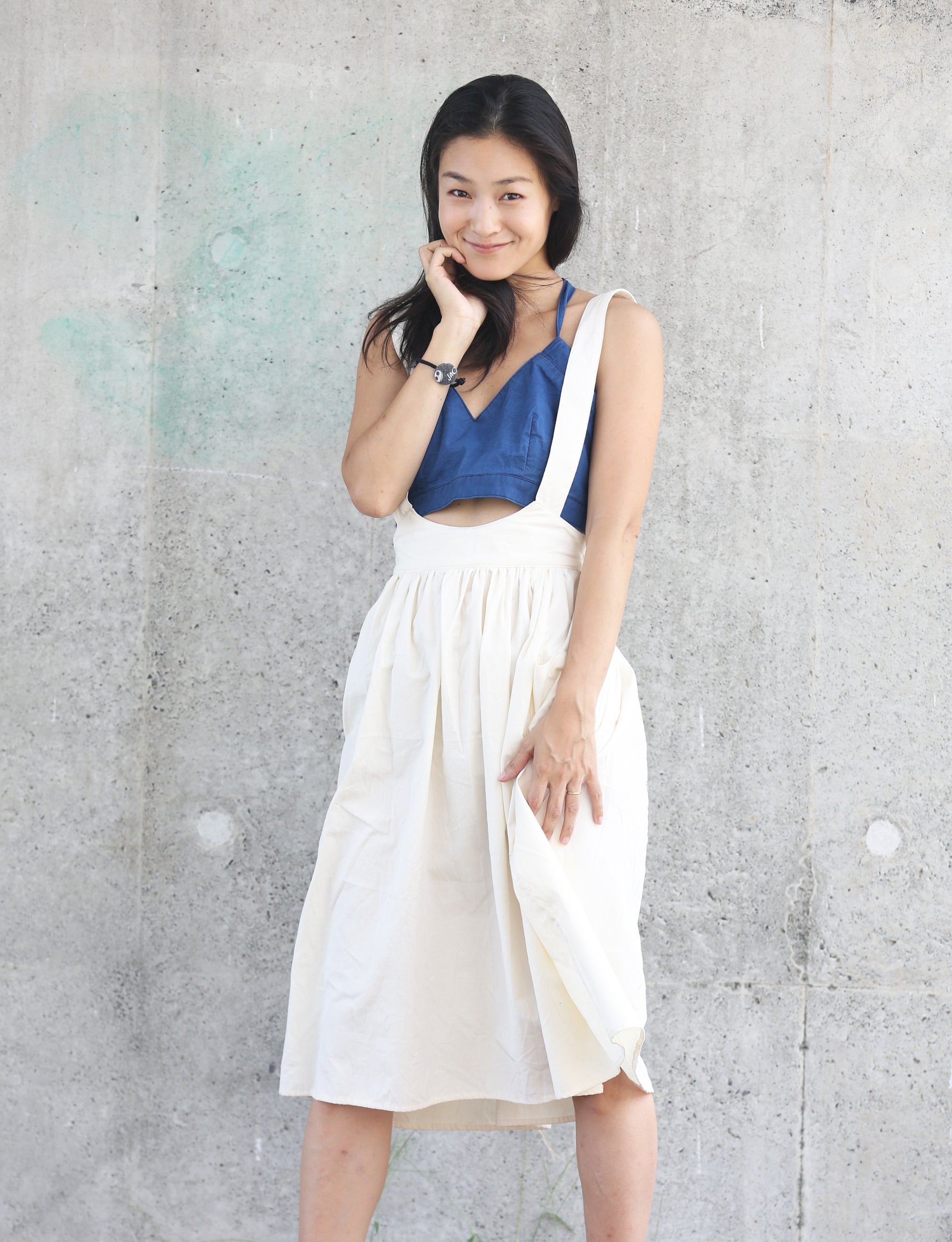 Suspender Skirt / Hand Woven - White