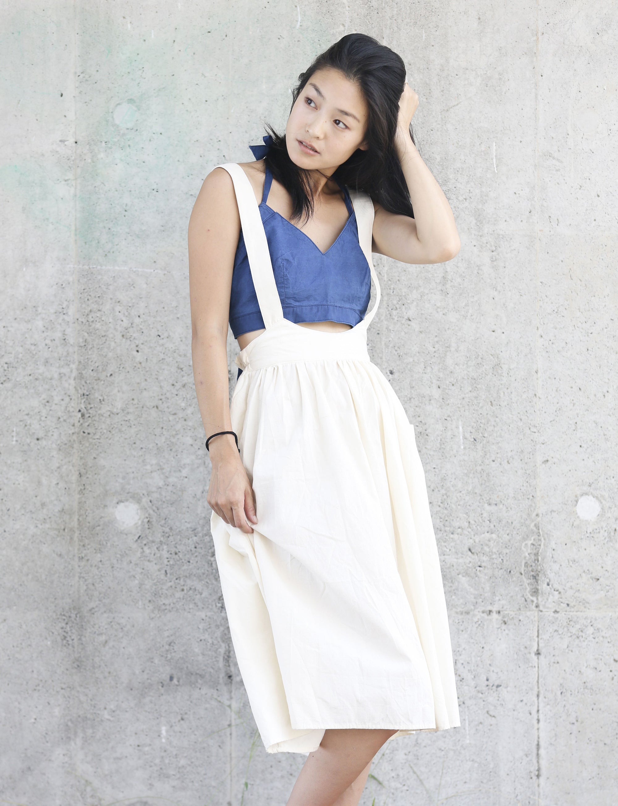 Suspender Skirt / Hand Woven - White