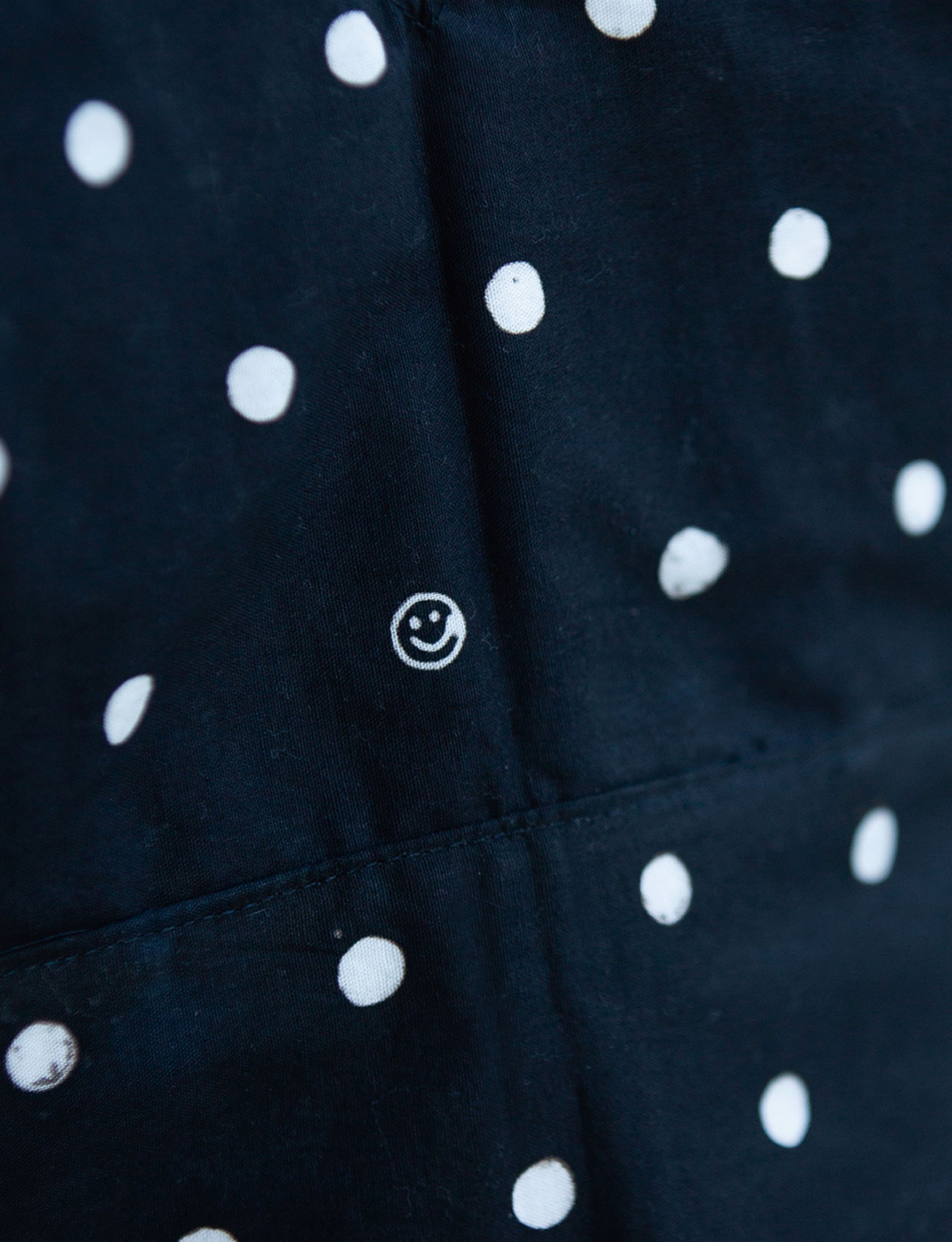 Side Tie Pants / Block Printed - Smiley / BK