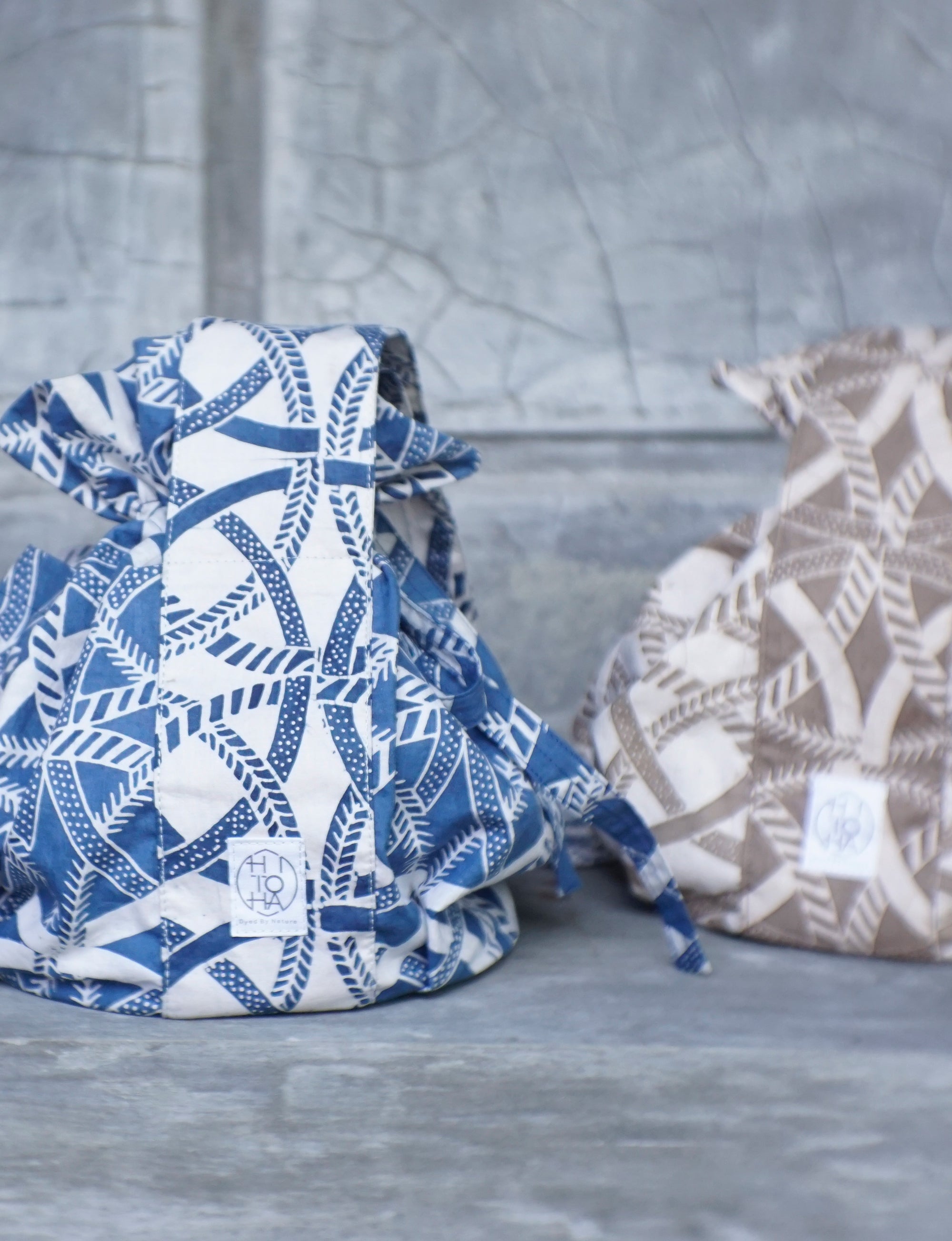 Shoulder Bag / Block Printed - Rope - Indigo / Sand / Terra Cotta